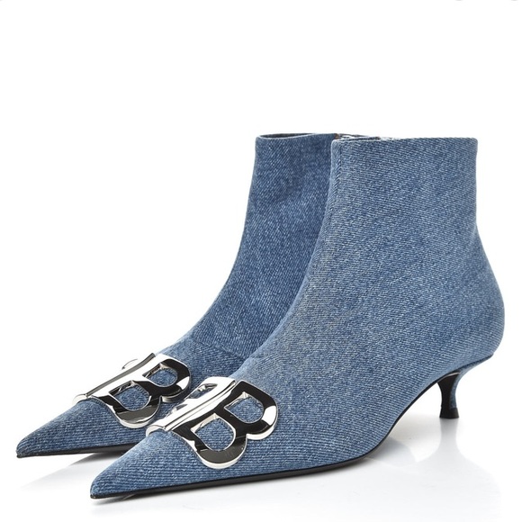 Balenciaga Shoes - NIB-BALENCIAGA Denim BB Knife Ankle Booties